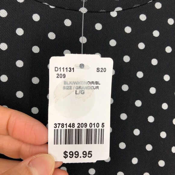 Le Chateau Black white Polka Dot short sleeve ruched NWT Dress Size Large - Picture 5 of 16